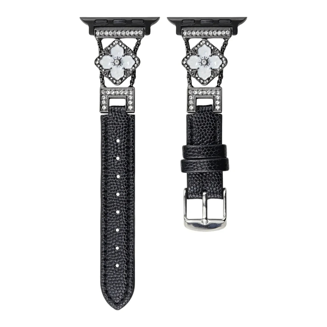 Elegant Floral Leather Band For Apple Watch