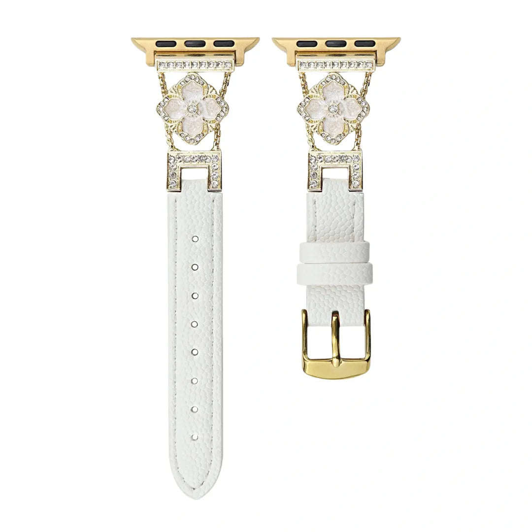 Elegant Floral Leather Band For Apple Watch