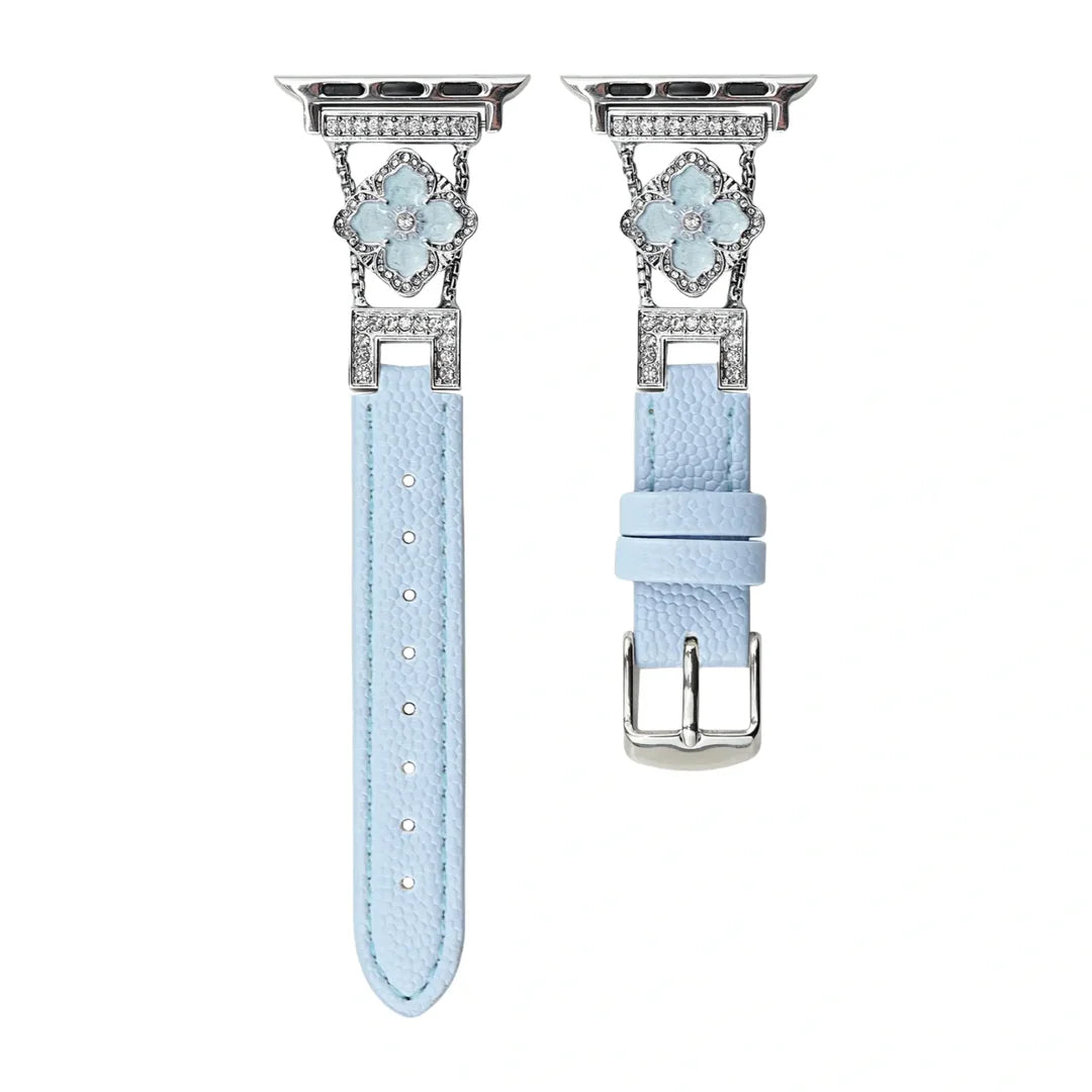 Elegant Floral Leather Band For Apple Watch