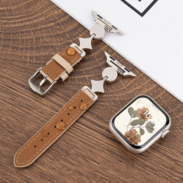 Cross Flower Leather Strap For Apple Watch