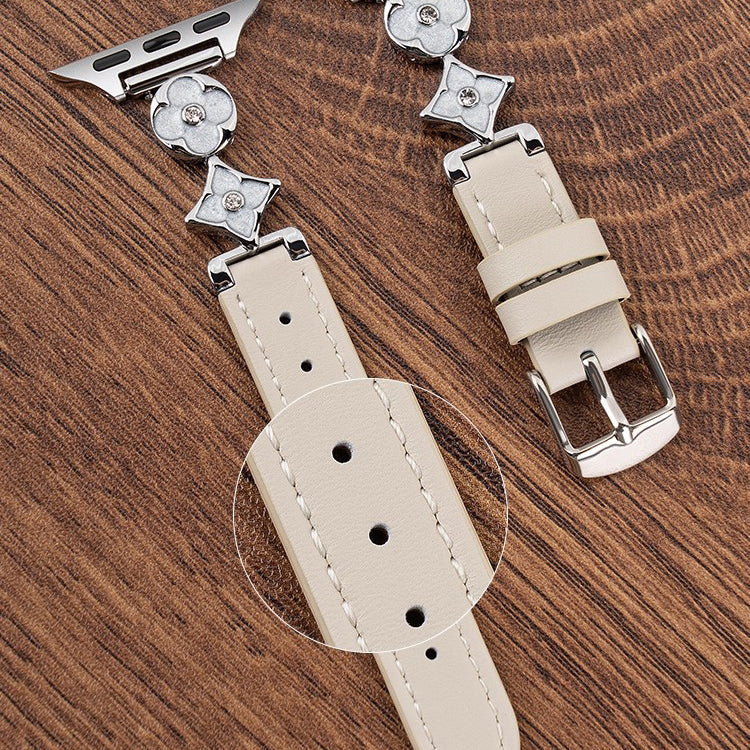Cross Flower Leather Strap For Apple Watch