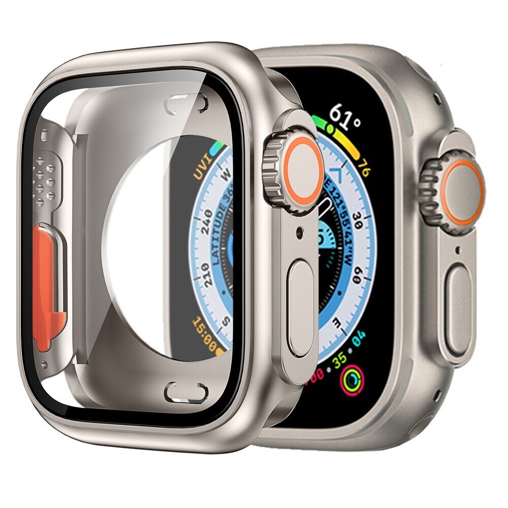 Explorer Tactical Fluoro Rubber Strape+Metal Ultra Case For Apple Watch 9 8 7 6 5 4 SE