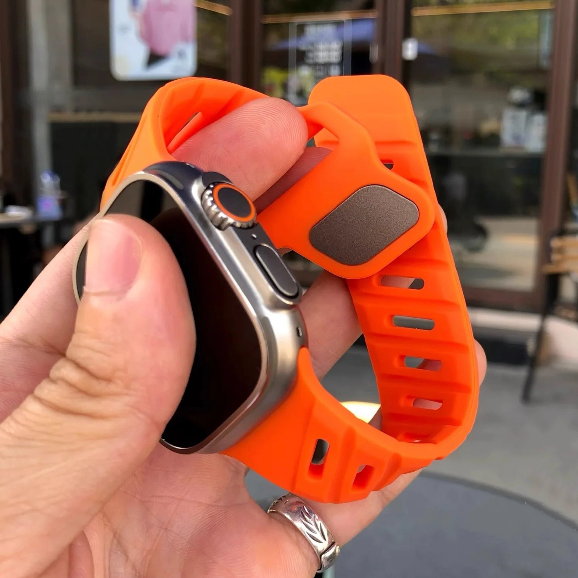 Slanted hole silicone sports strap For Apple Watch