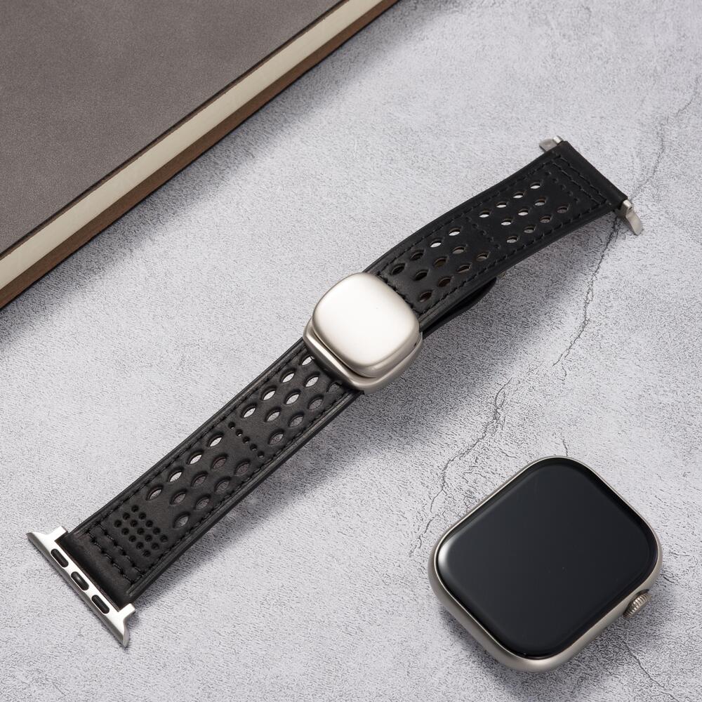 Breathable Perforated Leather Strap For Apple Watch