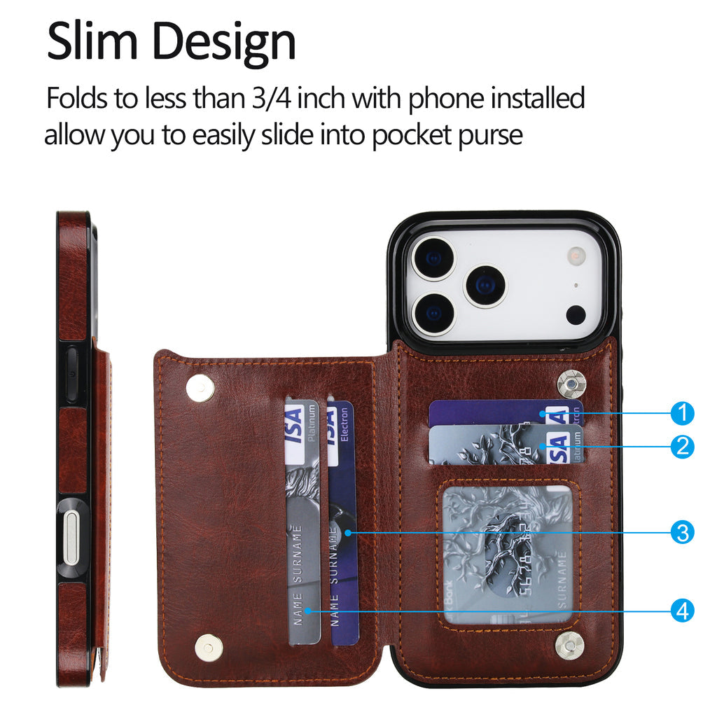 Vintage Leather Wallet Case for iPhone