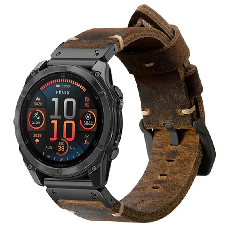 Garmin QuickFit Vintage Hand-Stitched Leather Band