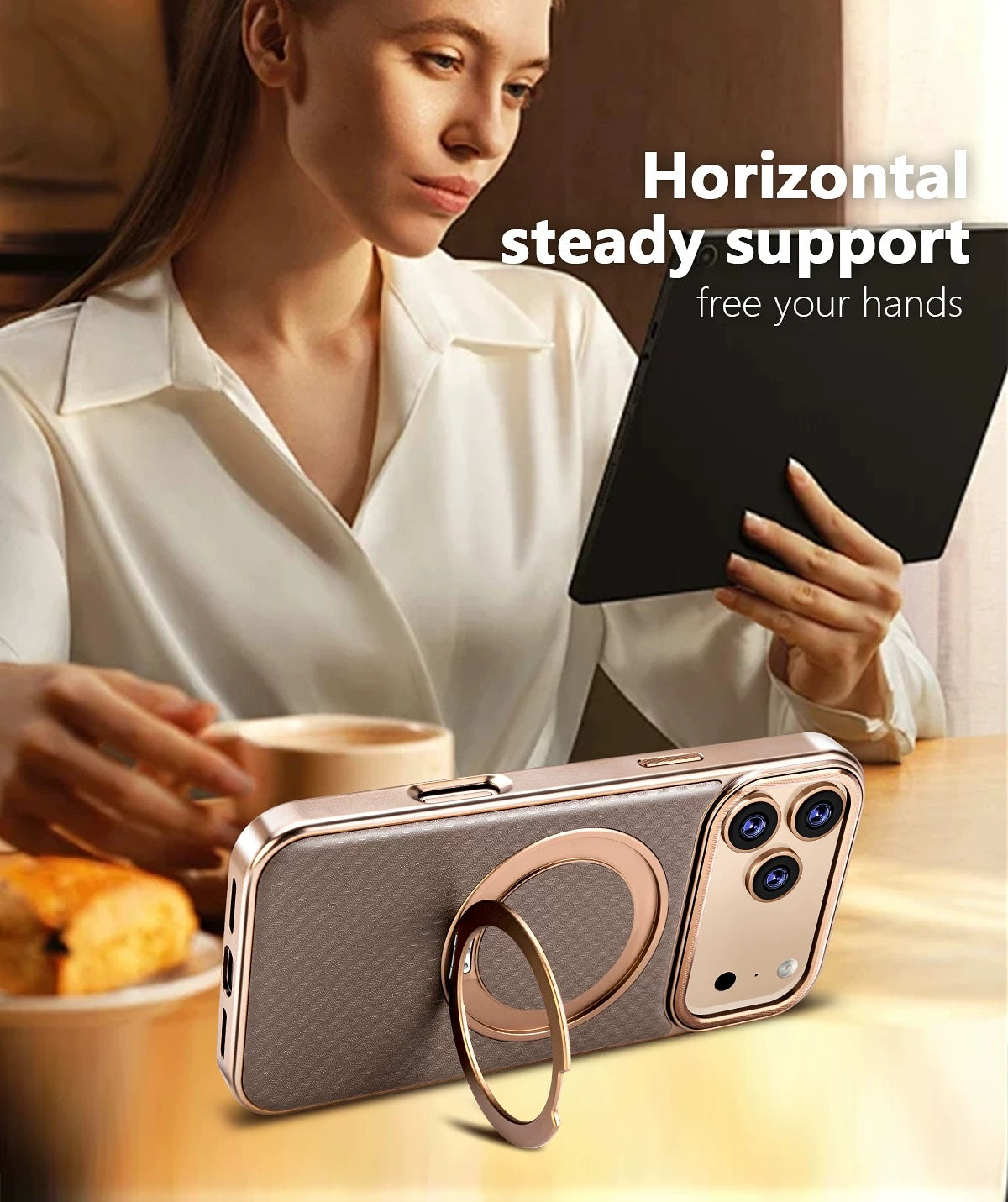 Luxury Leather Ring Stand MagCase