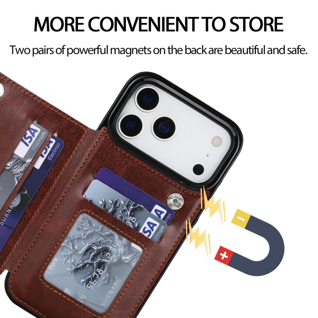 Vintage Leather Wallet Case for iPhone