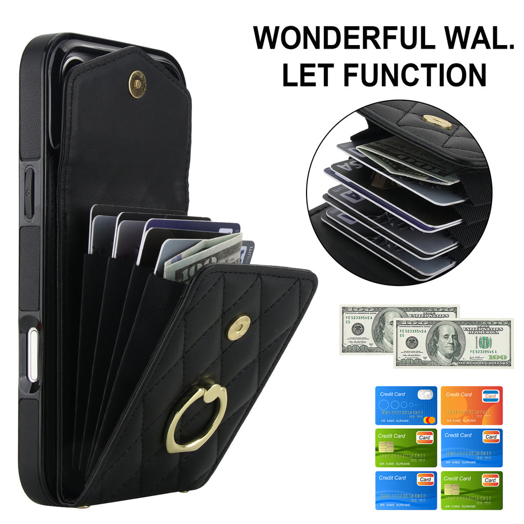 Quilted Genuine Leather Kickstand Case For iPhone
