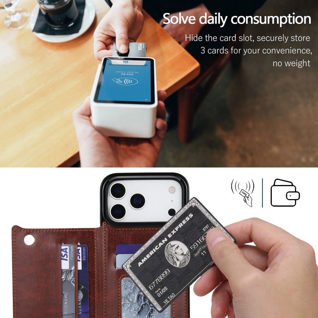 Vintage Leather Wallet Case for iPhone