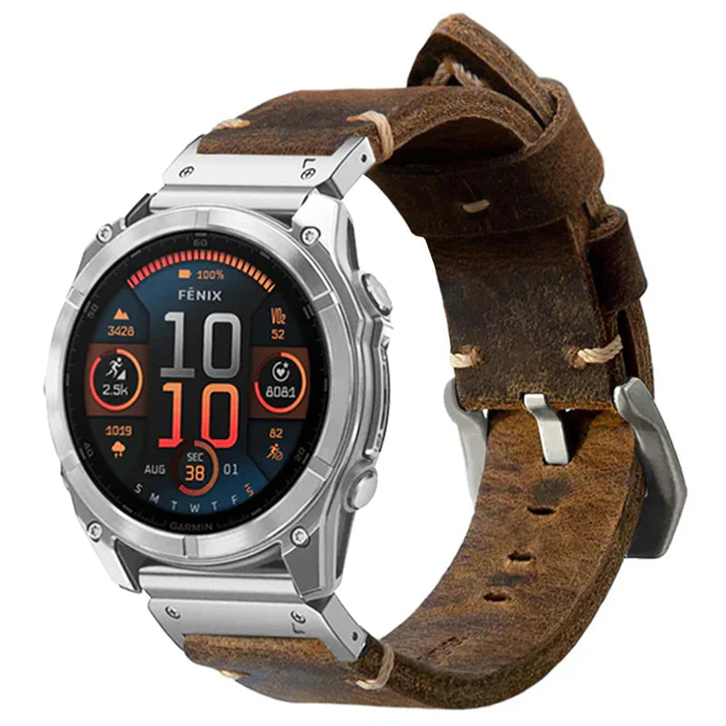 Garmin QuickFit Vintage Hand-Stitched Leather Band