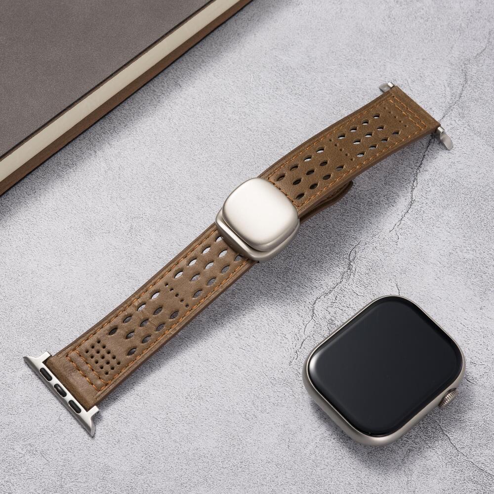Breathable Perforated Leather Strap For Apple Watch