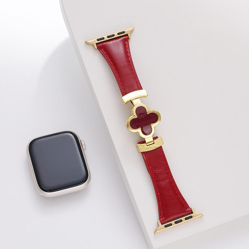 Lucky Flower Leather Strap For Apple Watch