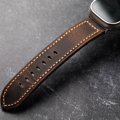 Walnut Brown Leather Band For Apple Watch