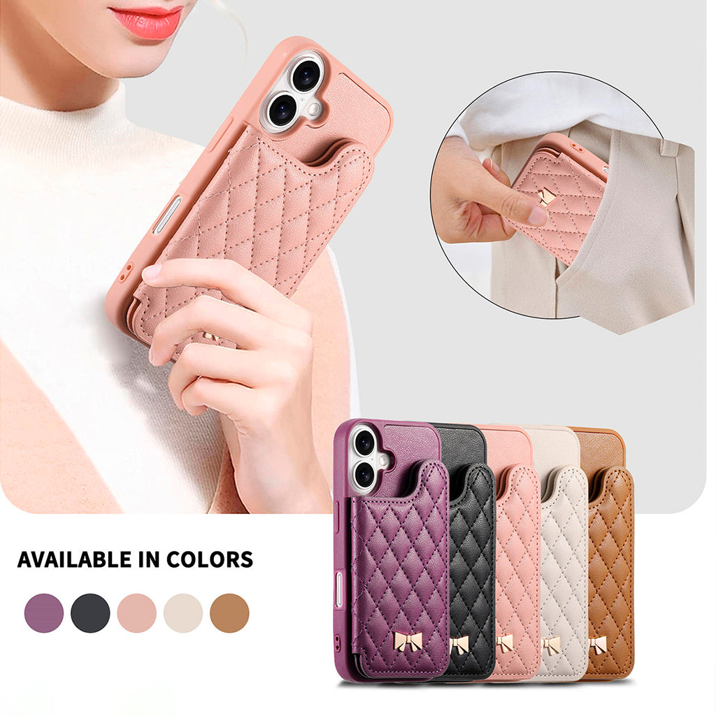 The Quilted Bow Leather Wallet Case For iPhone