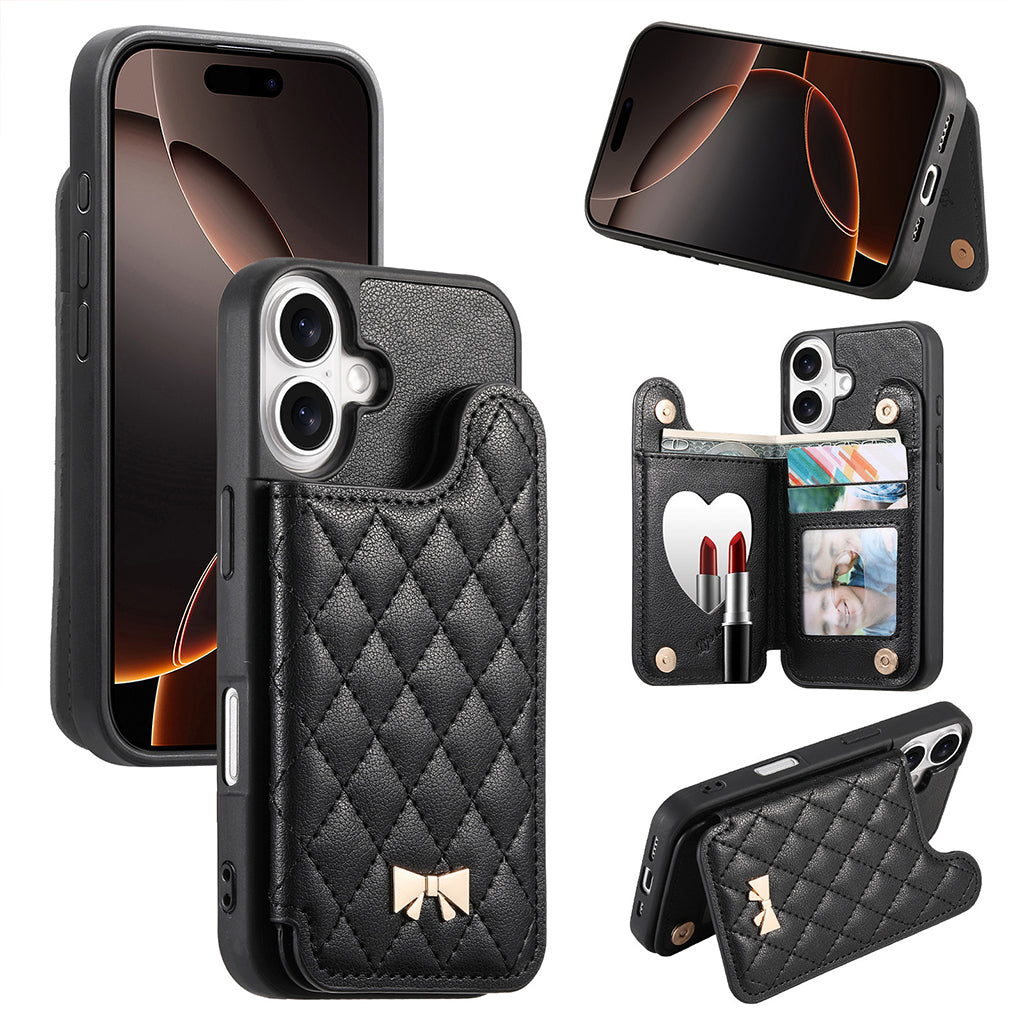 The Quilted Bow Leather Wallet Case For iPhone