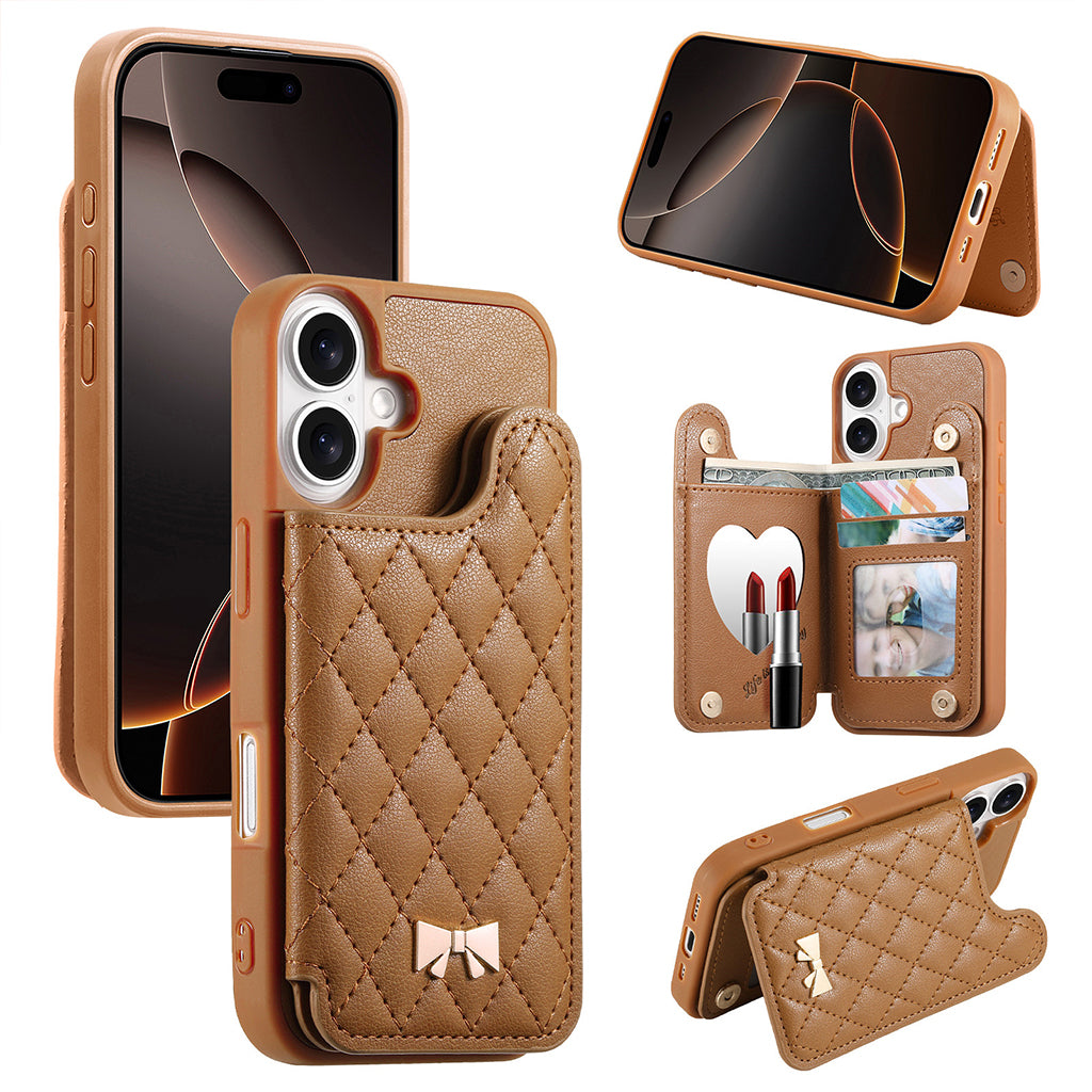 The Quilted Bow Leather Wallet Case For iPhone