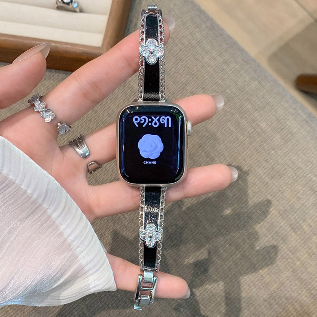 The Lucky Bloom Crystal Leather Bracelet For Apple Watch