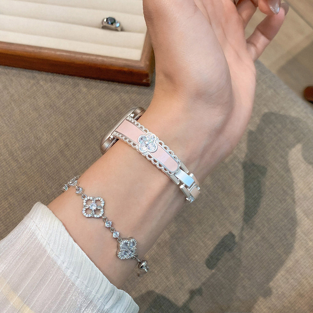 The Lucky Bloom Crystal Leather Bracelet For Apple Watch