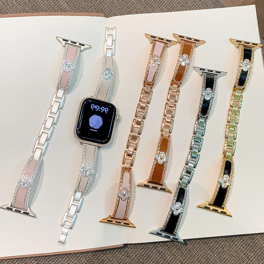 The Lucky Bloom Crystal Leather Bracelet For Apple Watch