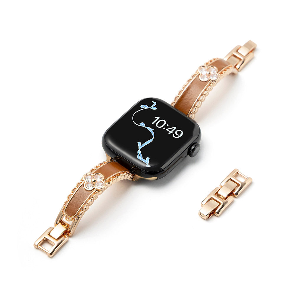 The Lucky Bloom Crystal Leather Bracelet For Apple Watch