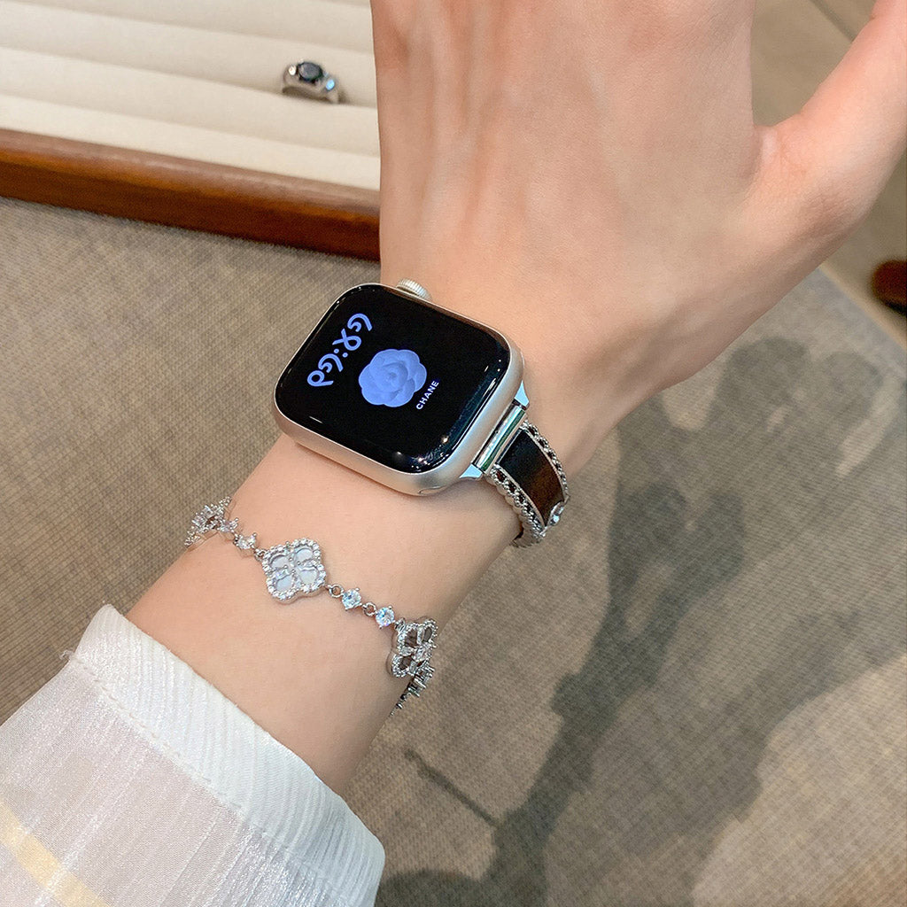 The Lucky Bloom Crystal Leather Bracelet For Apple Watch