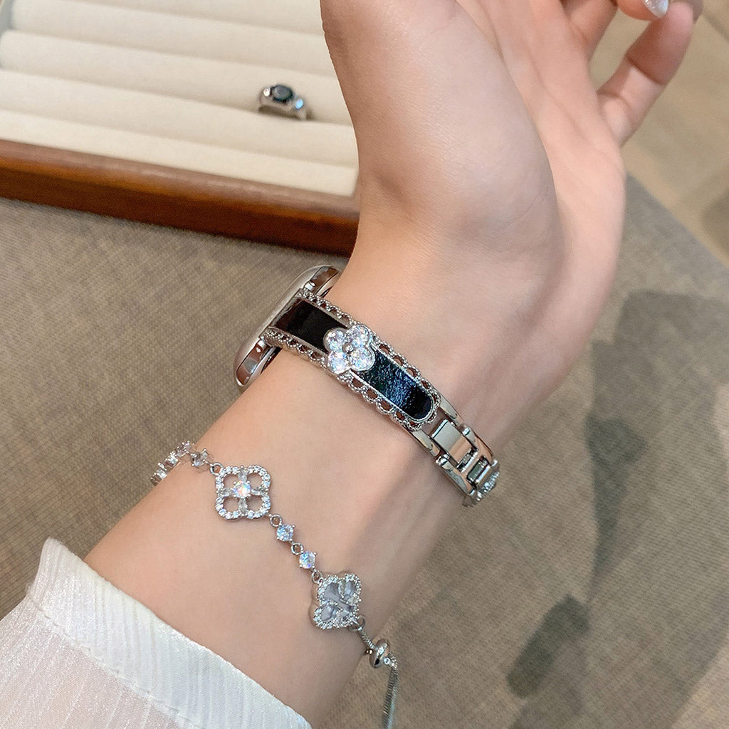 The Lucky Bloom Crystal Leather Bracelet For Apple Watch