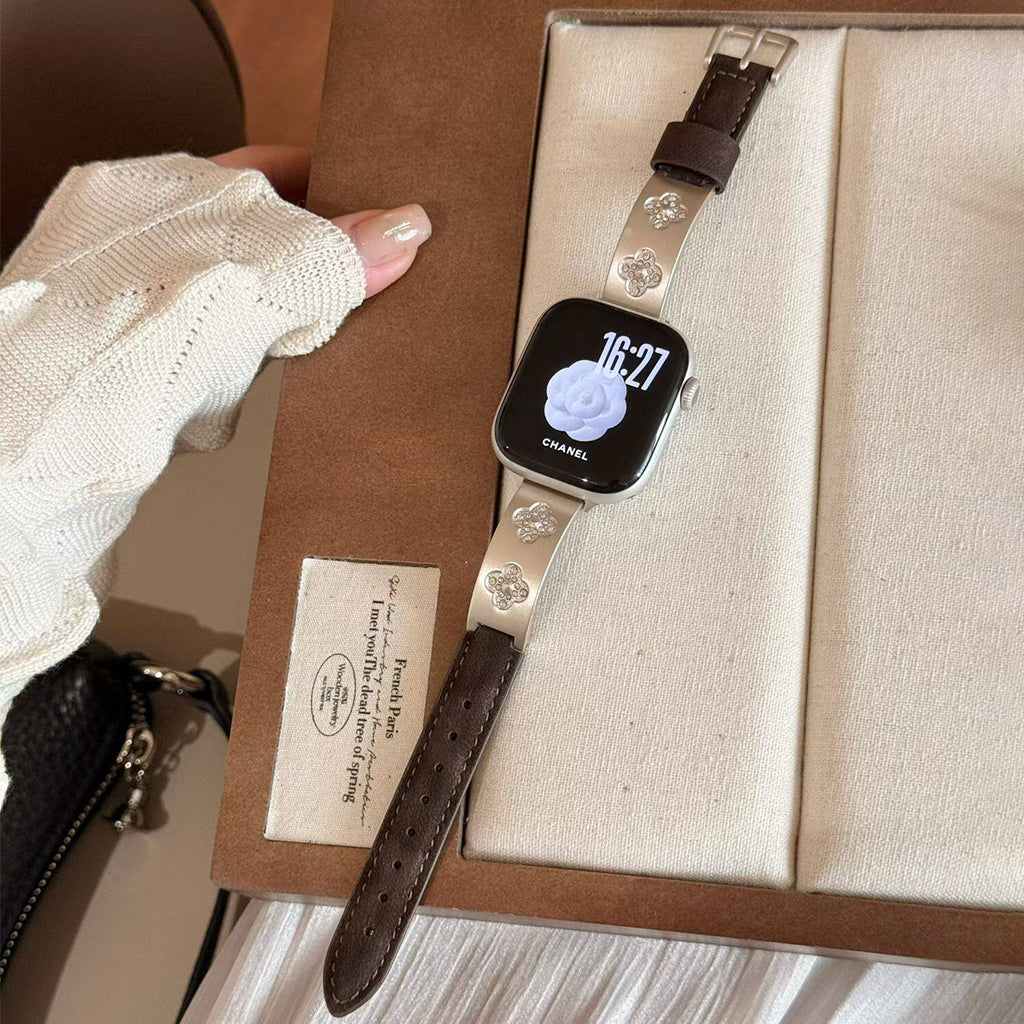 The Royal Flora Silk Leather Strap For Apple Watch