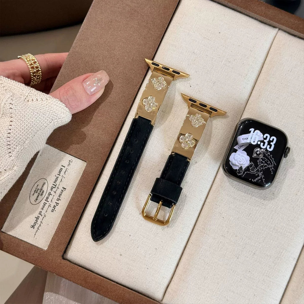 The Royal Flora Silk Leather Strap For Apple Watch