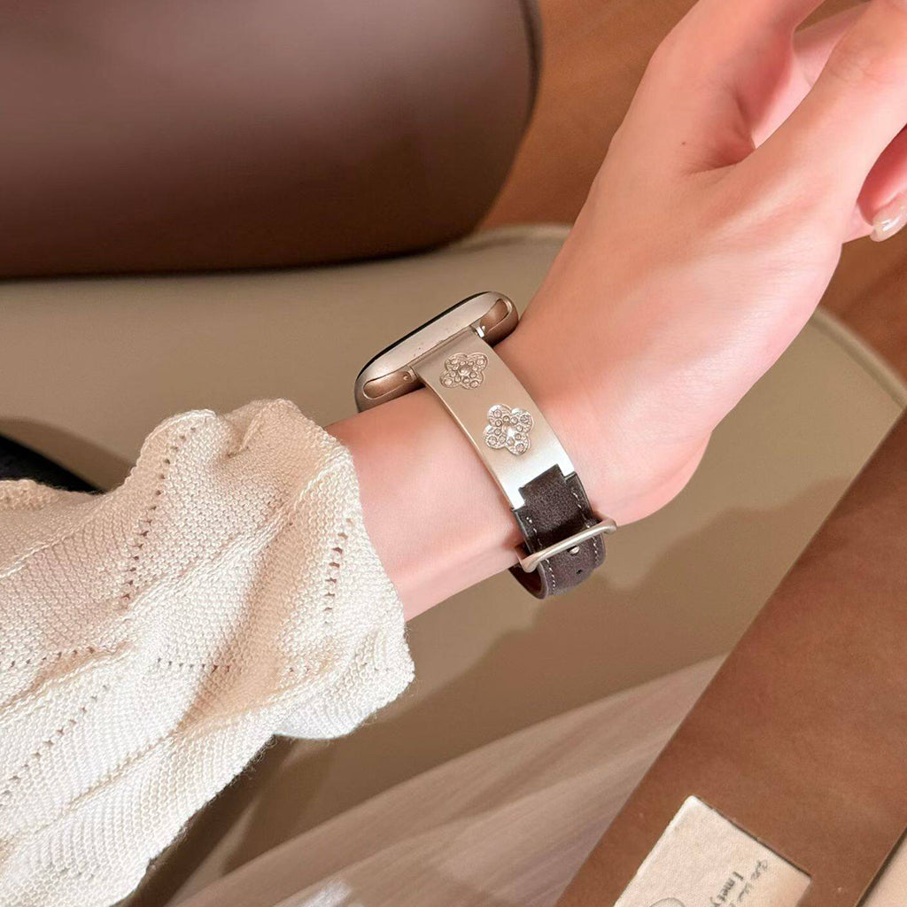 The Royal Flora Silk Leather Strap For Apple Watch