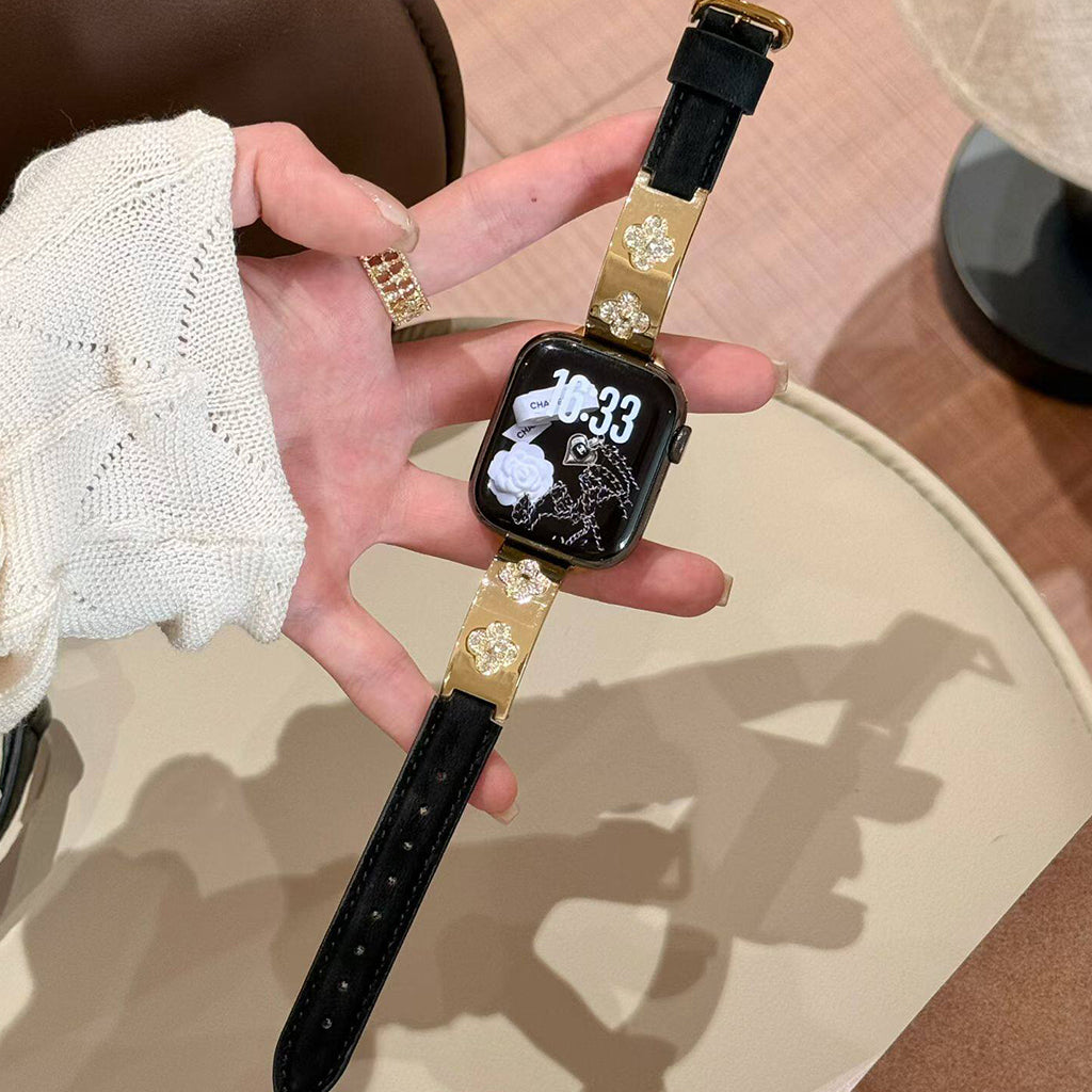 The Royal Flora Silk Leather Strap For Apple Watch