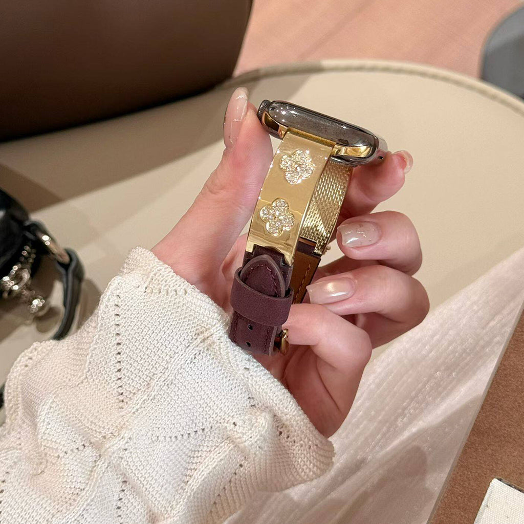 The Royal Flora Silk Leather Strap For Apple Watch