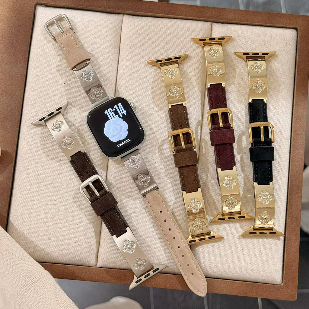 The Royal Flora Silk Leather Strap For Apple Watch