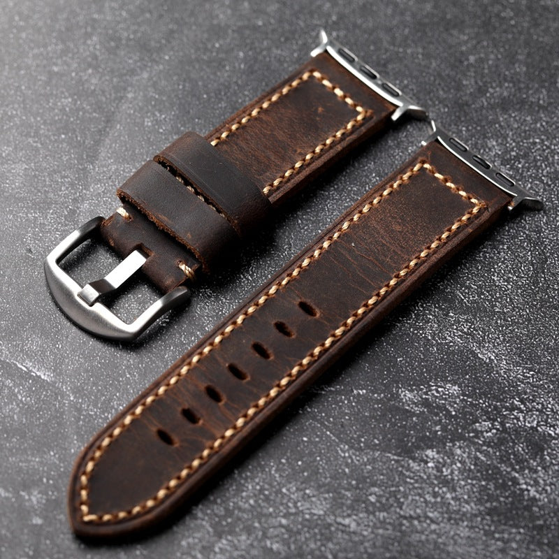 Walnut Brown Leather Band For Apple Watch