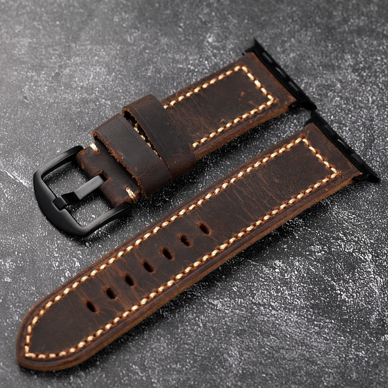 Walnut Brown Leather Band For Apple Watch