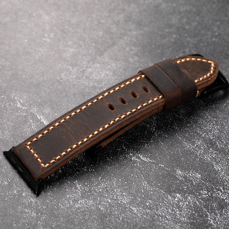 Walnut Brown Leather Band For Apple Watch