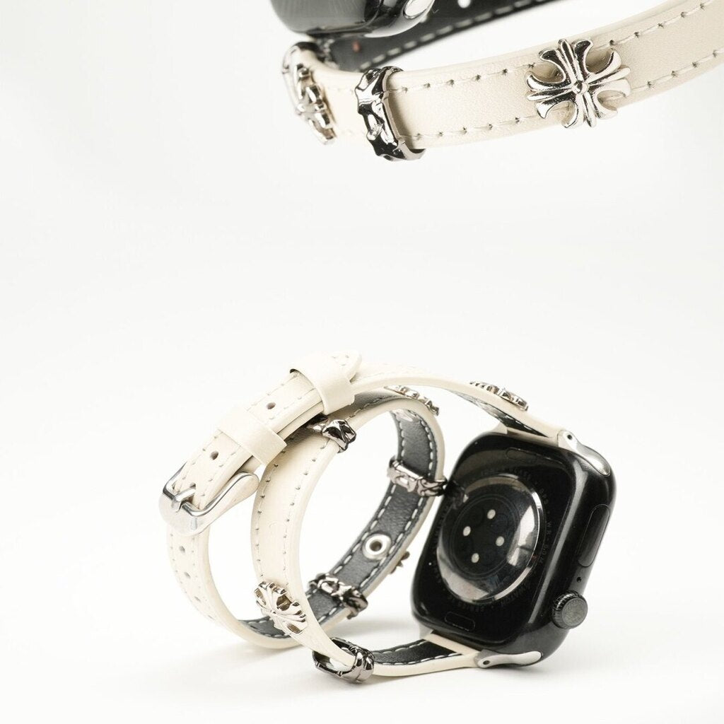 Vintage Cross Rivet Double Tour Bracelet