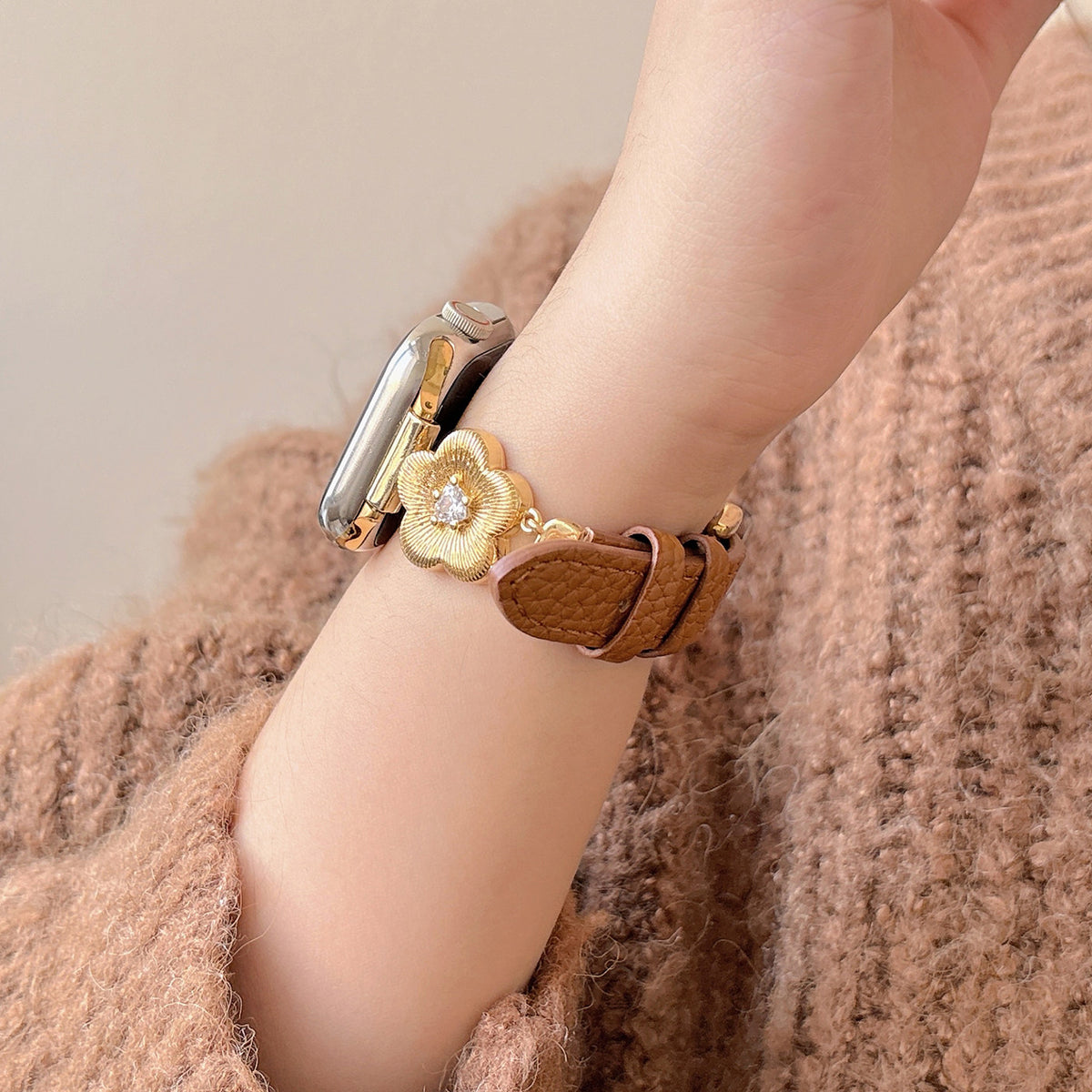 Sparkling Petal Leather Bracelet For Apple Watch