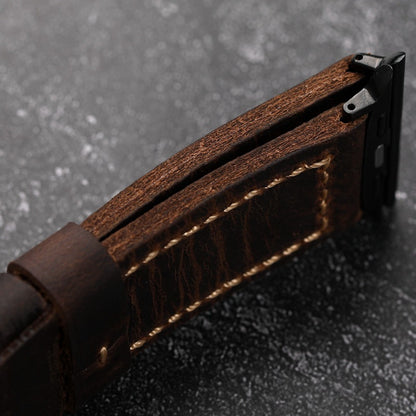 Walnut Brown Leather Band For Apple Watch