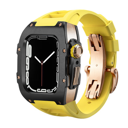 RM Series Fluoro Rubber Band Stainless Steel Case Retrofit Kit For Apple Watch