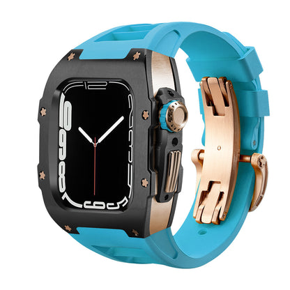 RM Series Fluoro Rubber Band Stainless Steel Case Retrofit Kit For Apple Watch