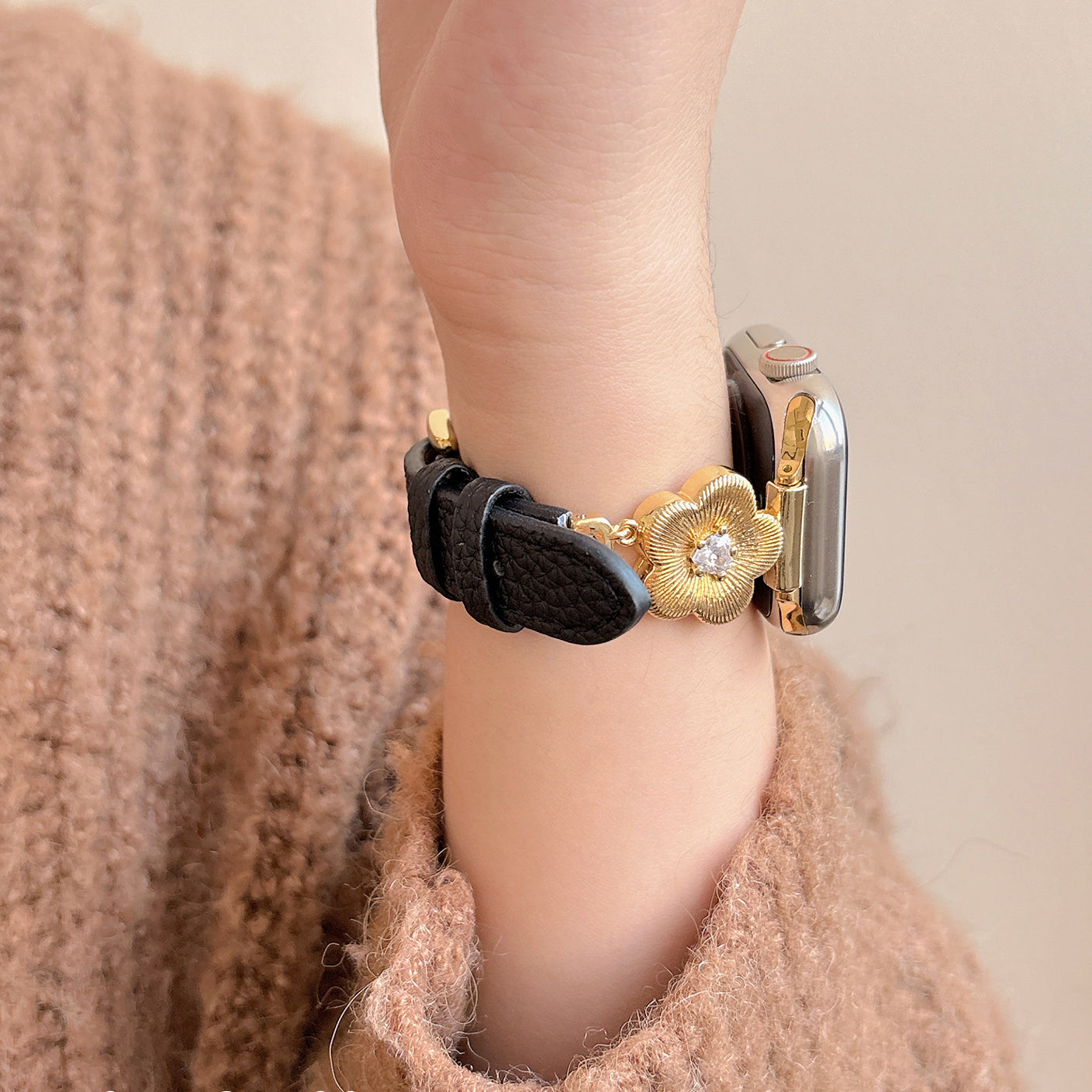 Sparkling Petal Leather Bracelet For Apple Watch