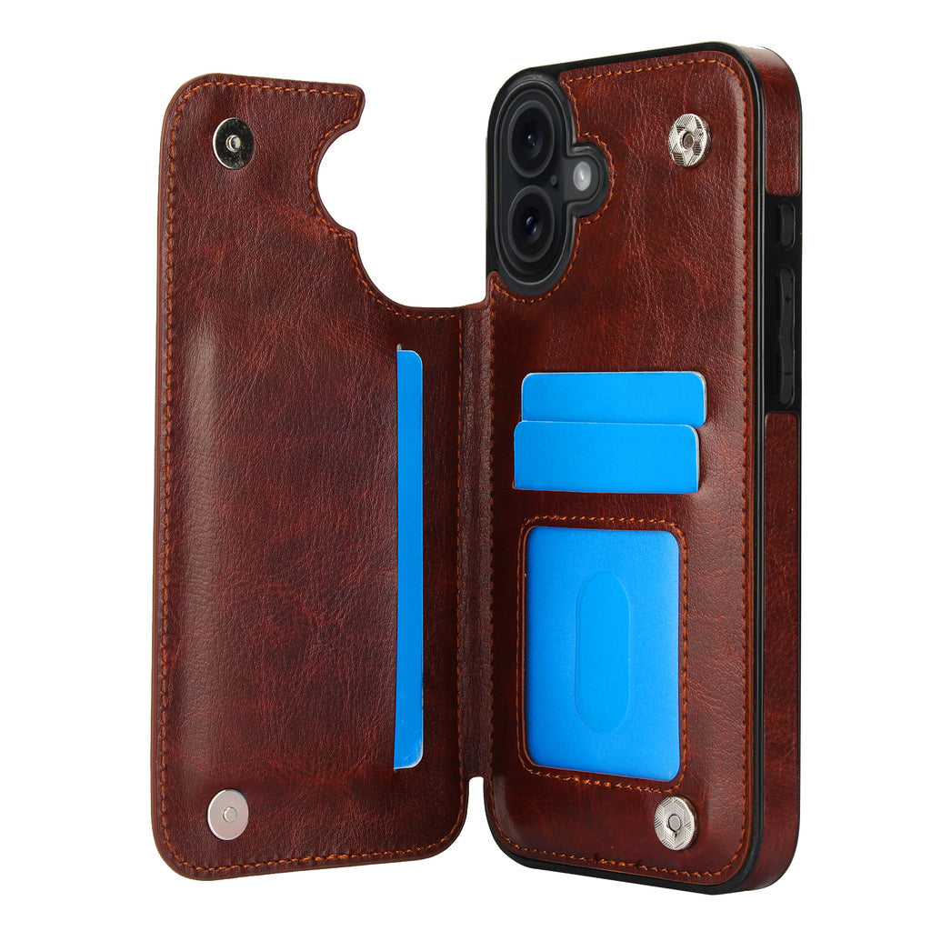 Vintage Leather Wallet Case for iPhone