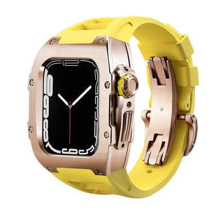 RM Series Fluoro Rubber Band Stainless Steel Case Retrofit Kit For Apple Watch