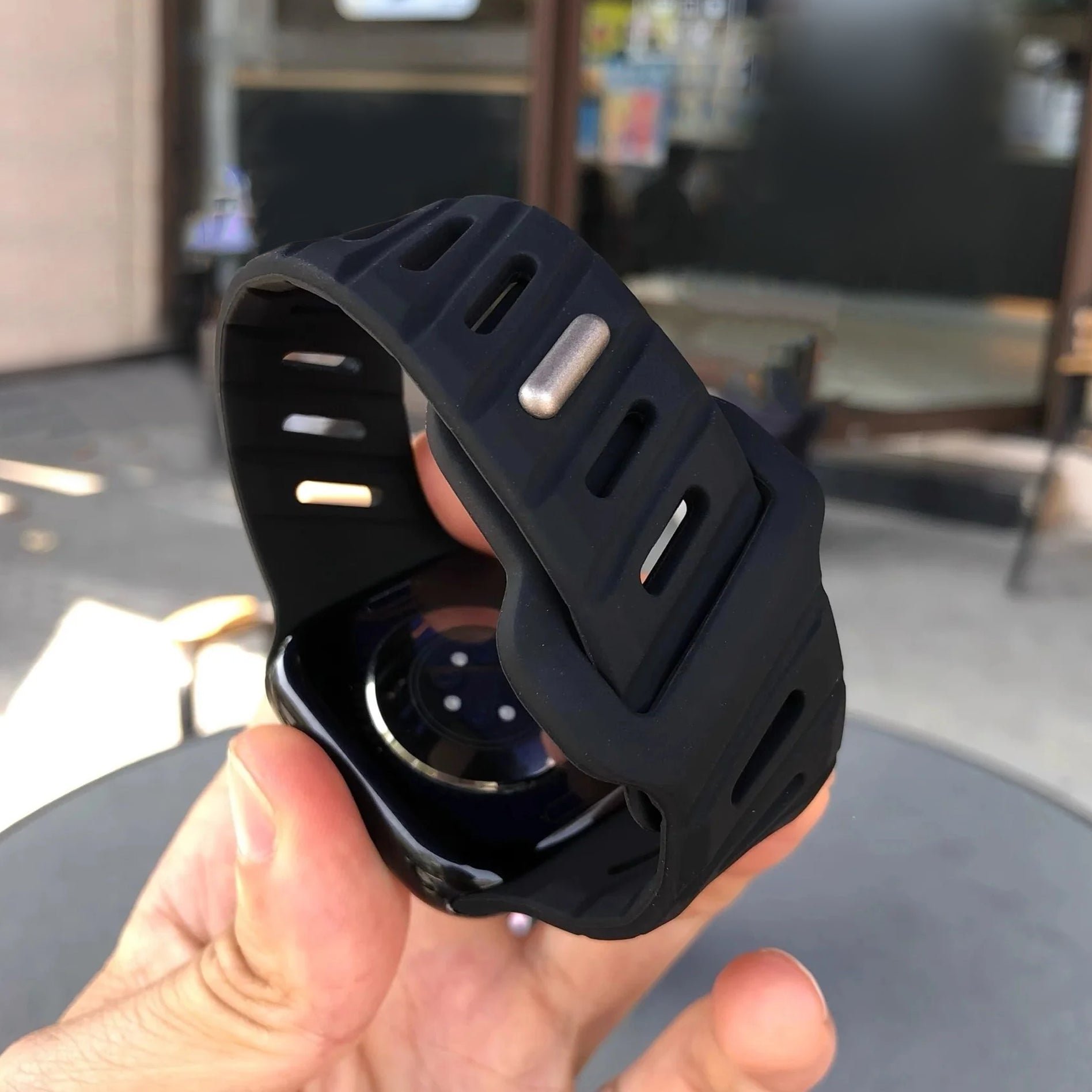 Slanted hole silicone sports strap For Apple Watch