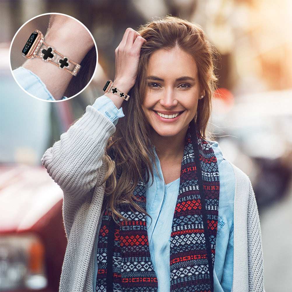 Flower Sparkle Diamond Chain Bracelet for Apple Watch