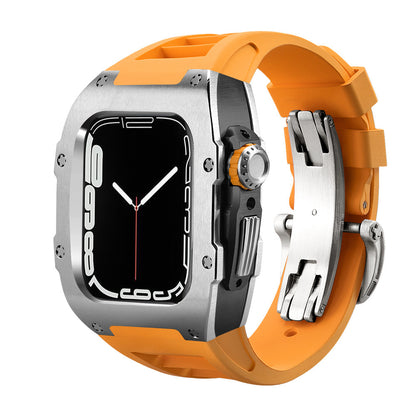 RM Series Fluoro Rubber Band Stainless Steel Case Retrofit Kit For Apple Watch