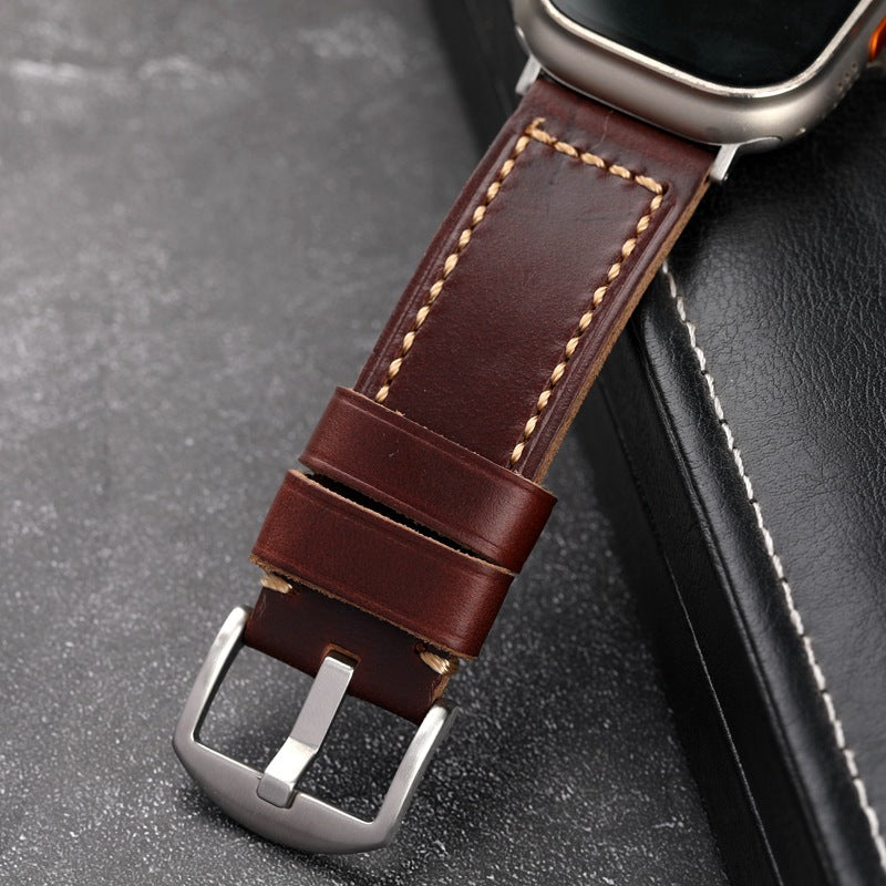 Custom Made Apple Watch Strap - Antique Red-Brown