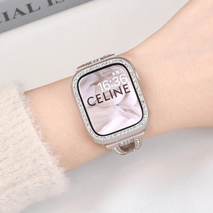 Rhinestone Tempered Glass Case Cover Compatible With Apple Watch