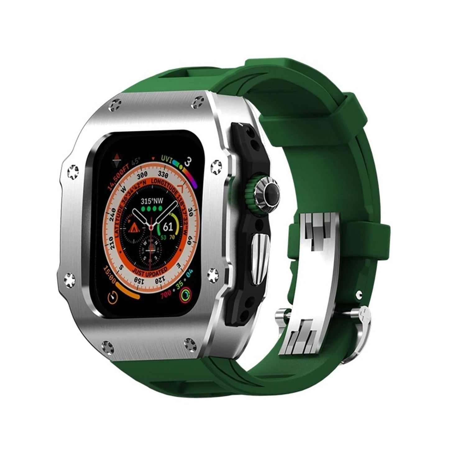 RM Vanguard Series - Fluororubber Band Stainless steel Case For Apple Watch Ultra